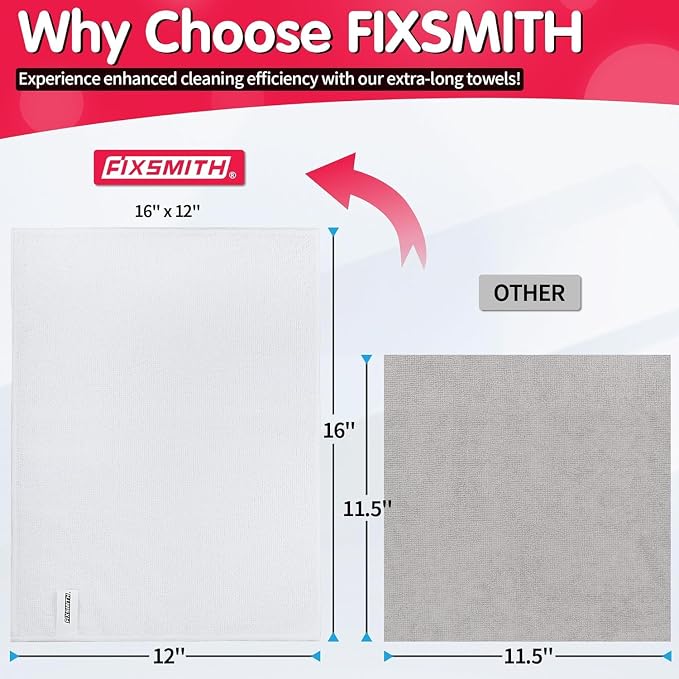FIXSMITH White Microfiber Cleaning Cloth -Pack of 24, Highly Absorbent Cleaning - Image 6