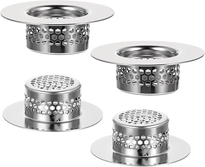 4 Pcs Bathroom Sink, Bathtub Drain Cover Drain Strainer Hair Catcher Stainless by Gjinxi