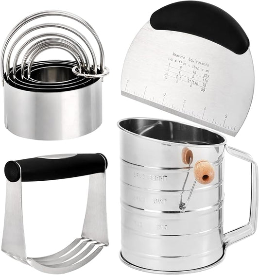 Tosnail Pastry Cutter, Dough Blender, 3 Cup Flour Sifter and Biscuit Cutter by Tosnail