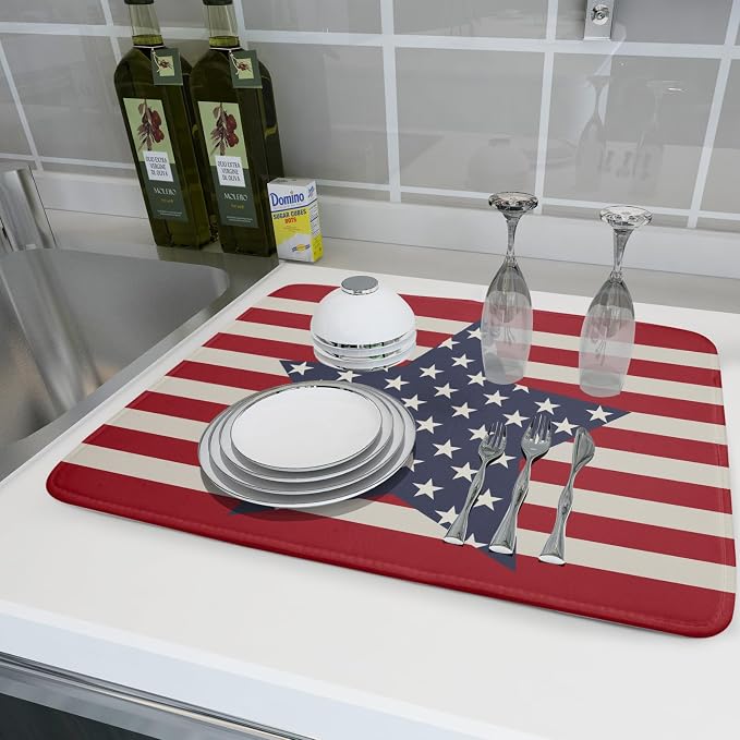 Blue Star Patriotic July of 4th Dish Drying Mat - Image 6