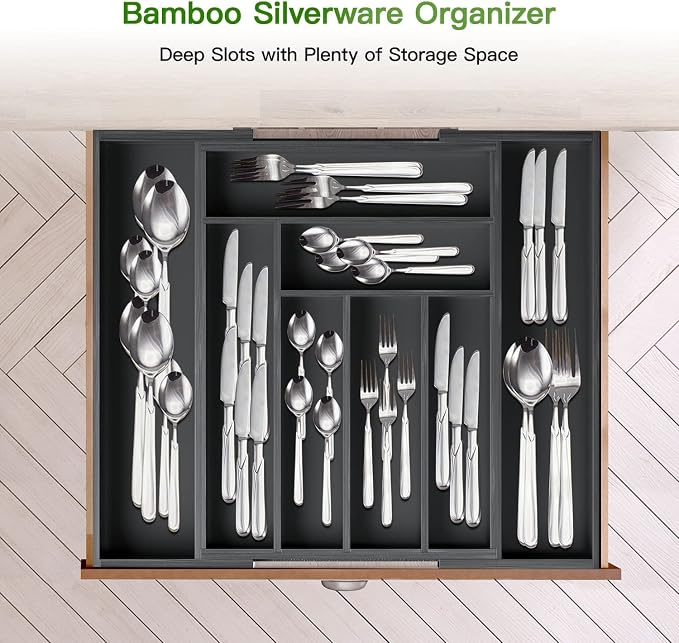Pipishell Bamboo Expandable Drawer Organizer - Image 8