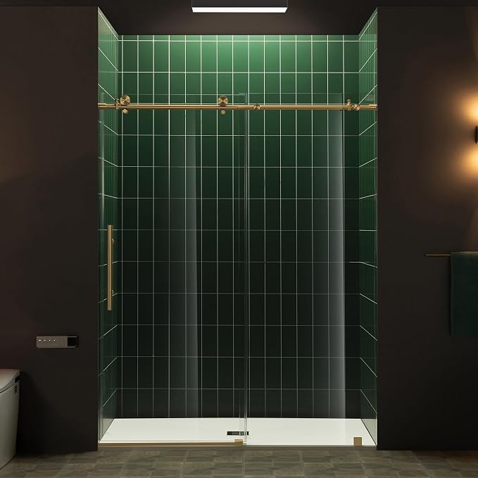 Woodbridge 57.5-60" W x 80" H Frameless Single Sliding Soft-Close Shower Door by WOODBRIDGE