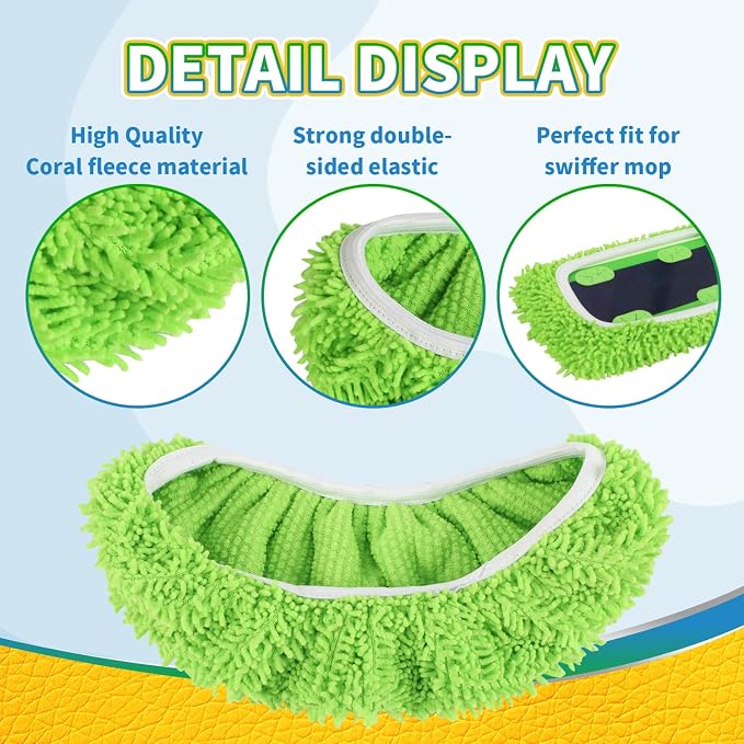 2 Pack X-Large Reusable 100% Coral Fleece Mop Pads Compatible - Image 3