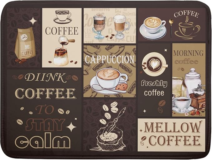 Brown Coffee Dish Drying Mat 18x24 Inch Coffee Cup Espresso Machine Pad by Giwawa