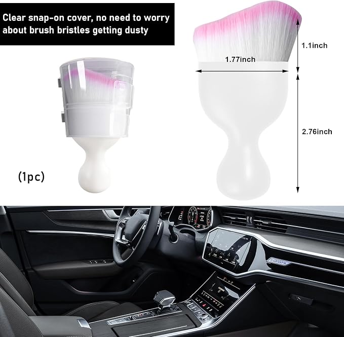 Ziciner Car Detailing Brush, Curved Soft Bristles Auto Removal Dust Collectors - Image 2