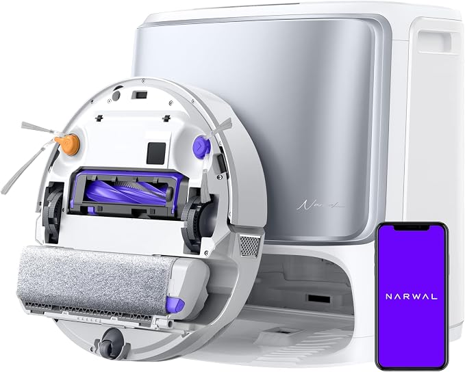 NARWAL Flow Robot Vacuum and Mop Combo, FlowWash Real-Time Self-Cleaning Track by Narwal