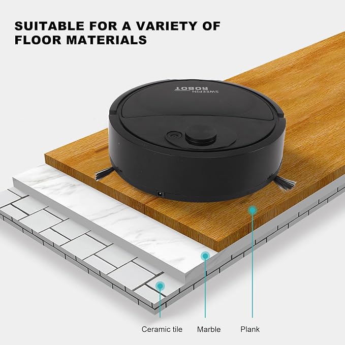 Robot Vacuum Cleaner, Smart Sweeping Robot 3 in 1 Strong Suction Swivel Wheel - Image 3