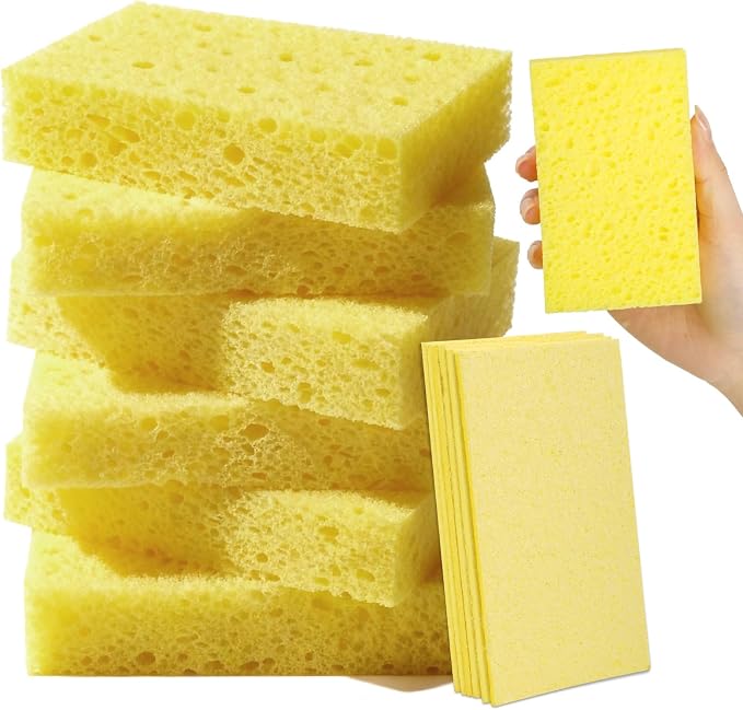 6 Pcs Kitchen Sponges for Dishes Cleaning, Non Scratch for Non Stick Cookware by Mkobon