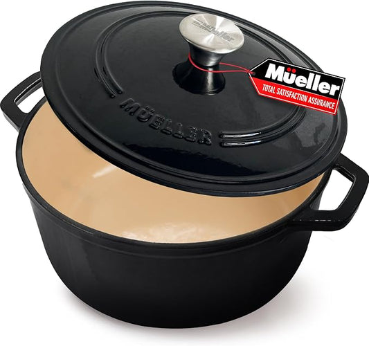 MUELLER HOME 7.5 QT Enameled Cast Iron Dutch Oven, Heavy-Duty, Oven-Safe up to by MUELLERHOME