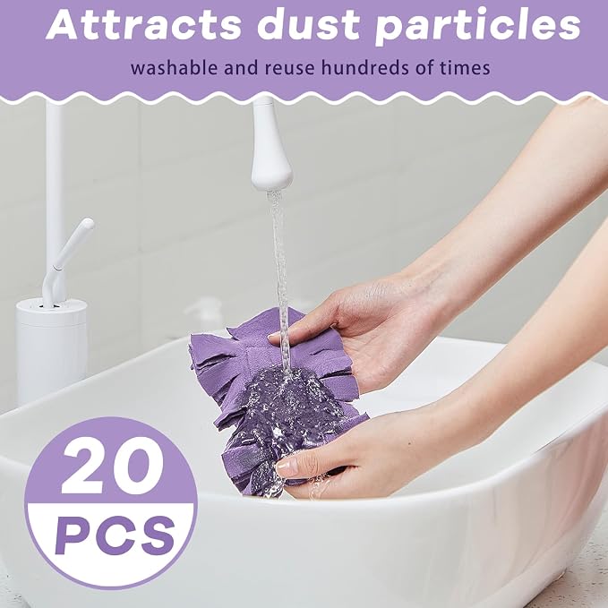 Zubebe 20 Pcs Duster Refill Reusable Fleece Duster Refills Feather Flat Dusters - Image 3