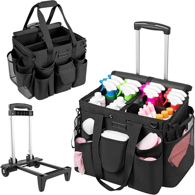 Large Cleaning Caddy for Cleaning Supplies Organizer, Rolling Cleaning Caddy by LOEUO