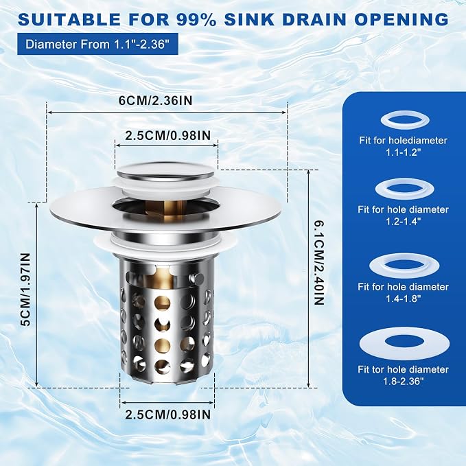 Upgraded Bathroom Sink Stopper, Sink Drain Strainer - Image 4