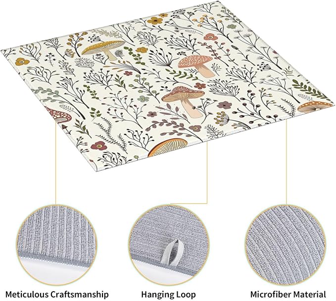 Cute Mushrooms Dish Drying Mat 16x18 inches Microfiber Absorbent Fast Dry Mat - Image 3