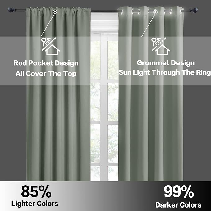 RYB HOME Green Blackout Living Room Curtains - Image 5