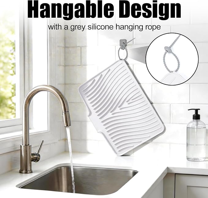 Silicone Dish Drying Mat for Kitchen Counter, Non-Slip Drain Pad - Image 5