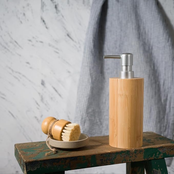 Natural Bamboo Liquid Soap Dispenser, 10 oz - Image 4
