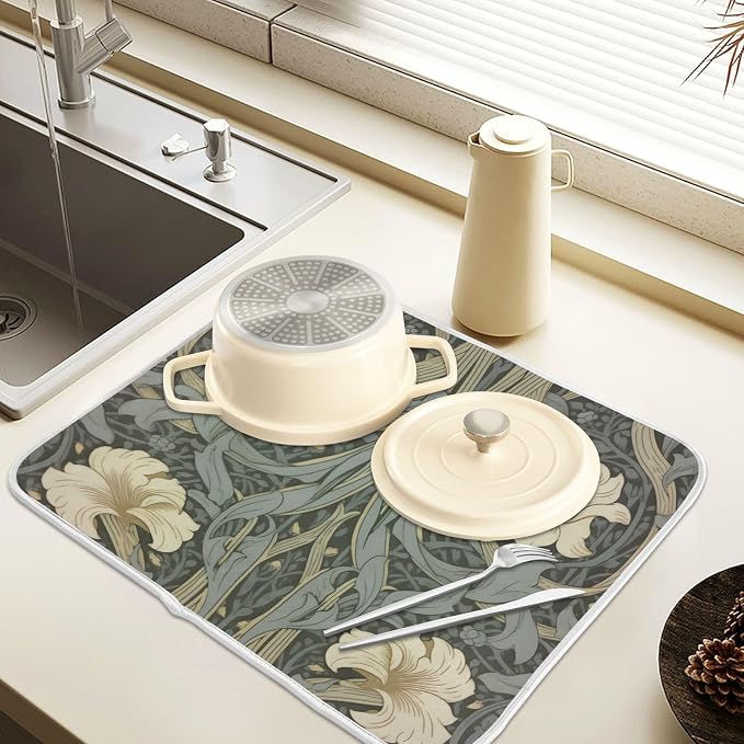 William Morris Flowers Print Dish Drying Mat - Image 5