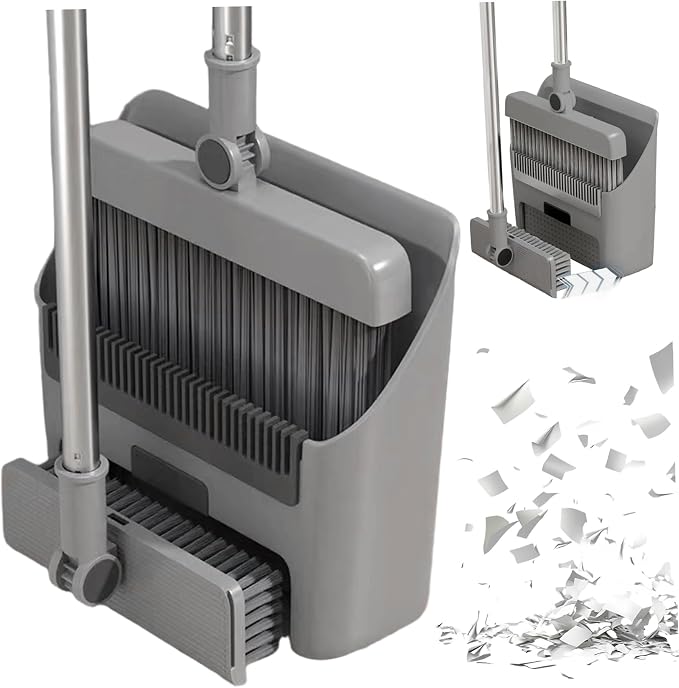 3-in-1 Broom with Dustpan Combo Set Foldable and Rotating Broom and Dustpan Set by Unknown