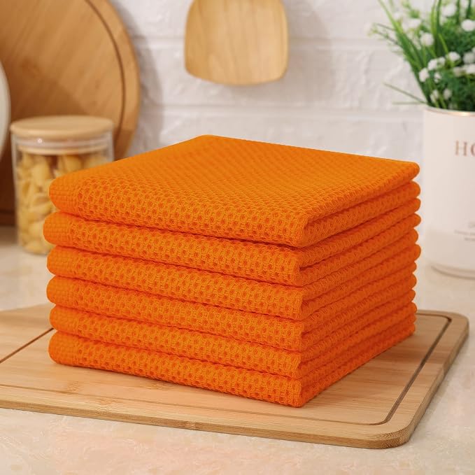 Kitinjoy 100% Cotton Kitchen Dish Cloths, 6 Pack Waffle Weave Ultra Soft - Image 7
