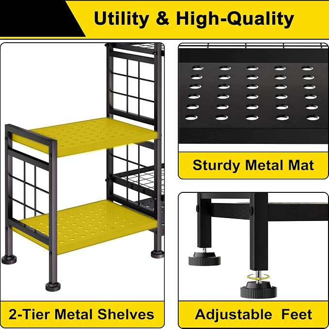 GIOTORENT 5 Tier Garden Tool Organizer, Metal Yard Tools Storage Rack, Garage - Image 8