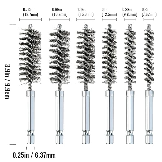 6 Pcs Stainless Steel Bore Brush Set - Image 2
