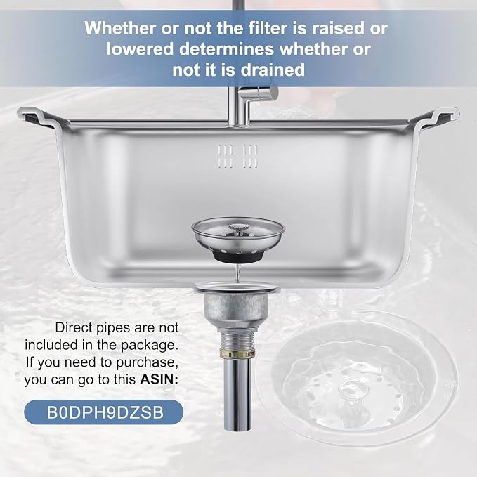 ZM Kitchen Sink Stainless Steel Deep Locking Basket Strainer - Image 3