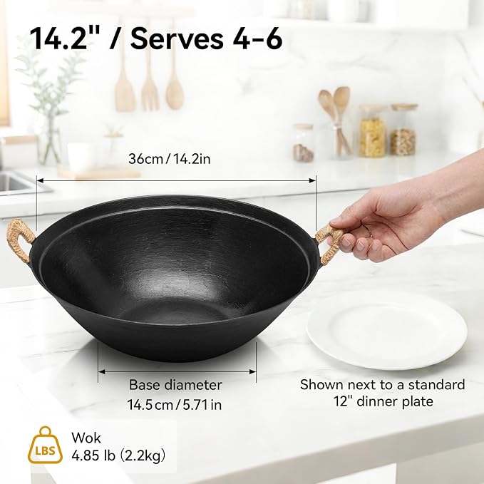 WANGYUANJI 14.2" Cast Iron Wok - Image 4
