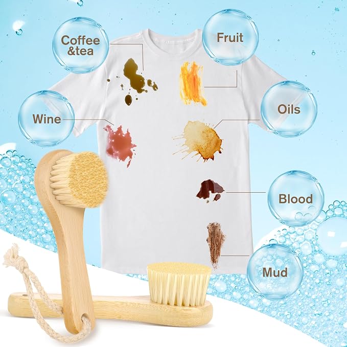 2Pack Laundry Stain Brush with 2Pack Metal Hook, Natural Soft Boar Bristle - Image 5