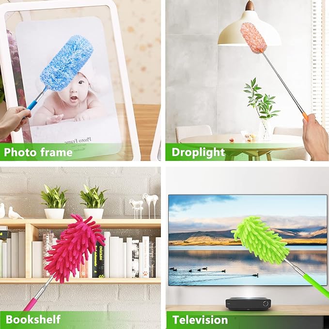 4 pcs Extendable and Washable Microfibre Feather Duster, Microfibre Cleaning - Image 4