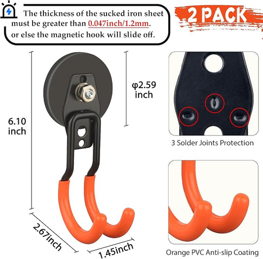 ULIBERMAGNET New Updated Garage Strong Magnetic Hooks, 2 Pack Heavy Duty Large - Image 2