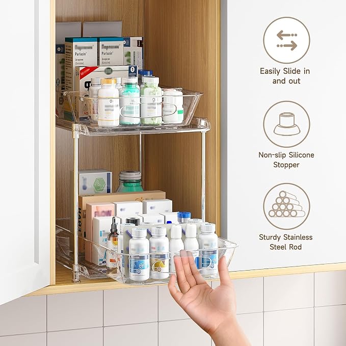 Under Sink Organizer, Bathroom Organizers and Storage, 2 Tier Multi-Use Pull - Image 5