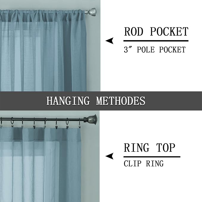 Tollpiz Sheer Curtains Linen Textured Living Room Curtain Sheers Light - Image 5