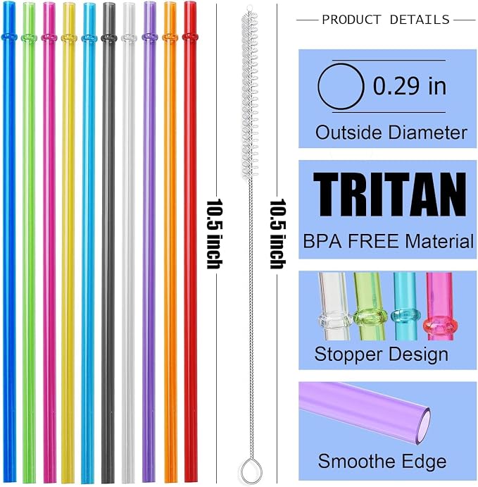 ALINK 10.5 in Long Reusable Plastic Straws - Image 2