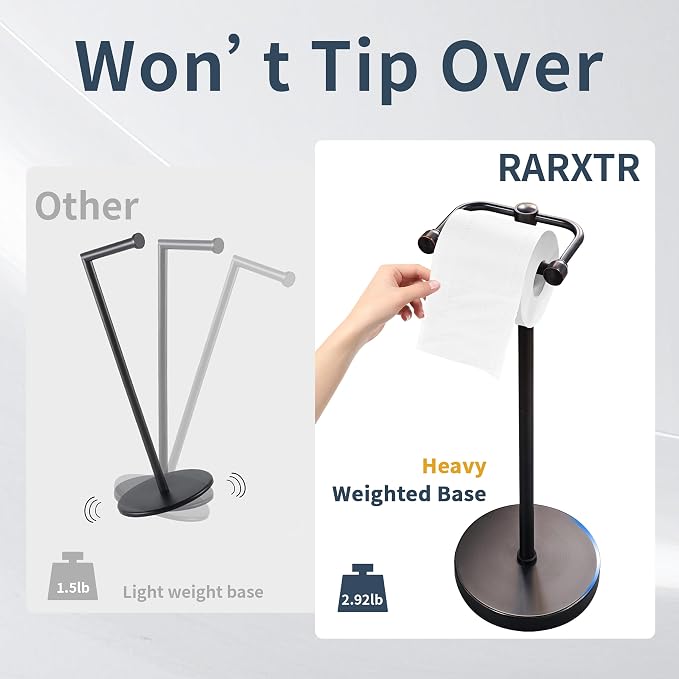 Toilet Paper Holder Stand, Post Pivoting Design Free Standing Toilet Paper - Image 4