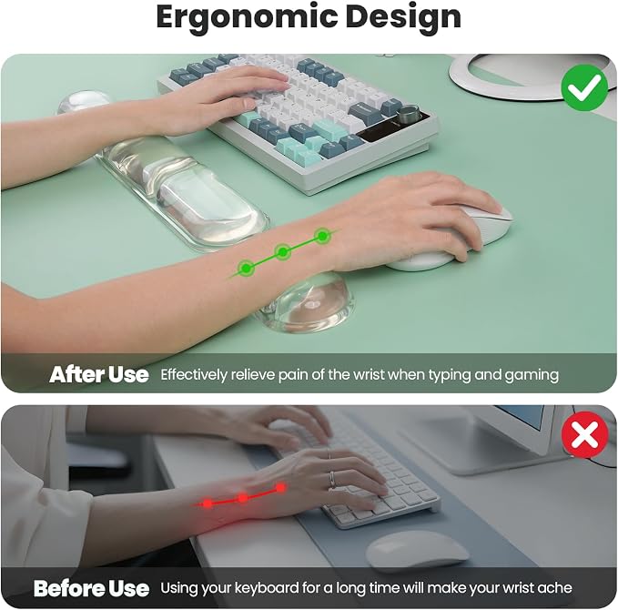 TECKNET Clear Gel Wrist Rest for Computer Keyboard, Ergonomic Gel Keyboard - Image 3