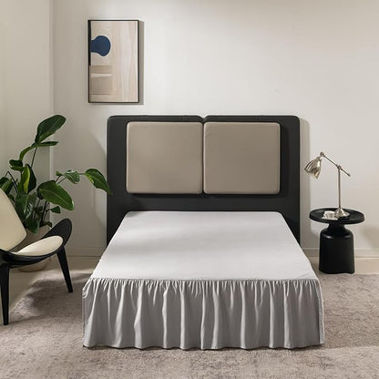 Bed Skirt Queen Size Ruffled Bed Skirt with Split Corners, Queen Bed Skirt 18 Inch Drop, TSUTOMI Queen Size Bed Skirt Light Grey for Ruffled Bed Skirt with Split Corners, Bed Skirt Queen Size