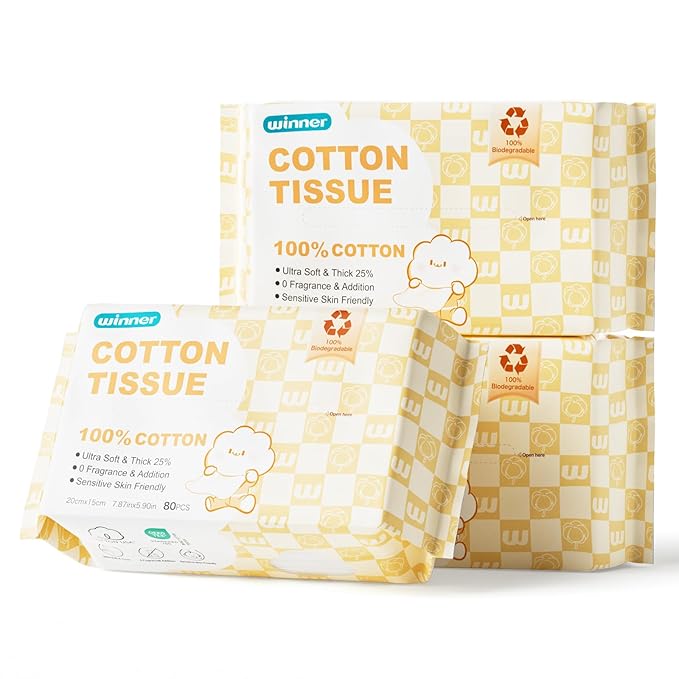 Winner 100% Cotton Dry Wipes, USDA Certified Baby Wipes, 33% Thicker & Ultra by Winner
