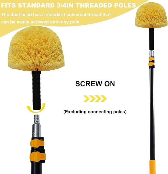 2 Pack Robust Cobweb Duster Head Brush – Superior Twist-On Web Cleaning Tool – - Image 4
