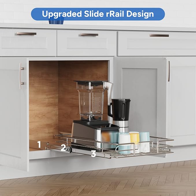 ROOMTEC Pull Out Cabinet Organizer, 1 Tier, Heavy Duty Slide Out Kitchen - Image 5
