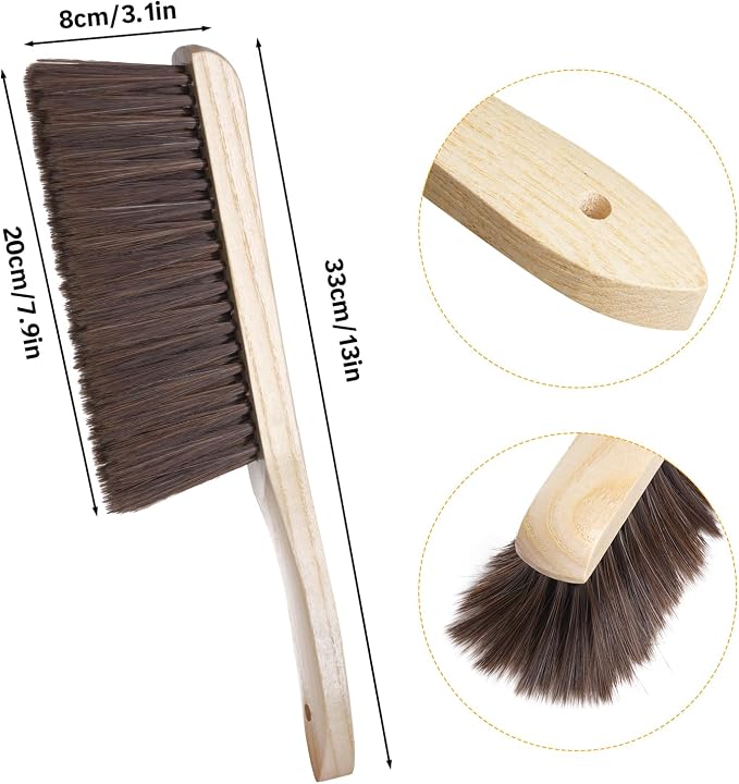 Rbenxia 2 Pieces Wooden Handle Bench Brushes Horse Hair Brushes Soft Bristles - Image 2