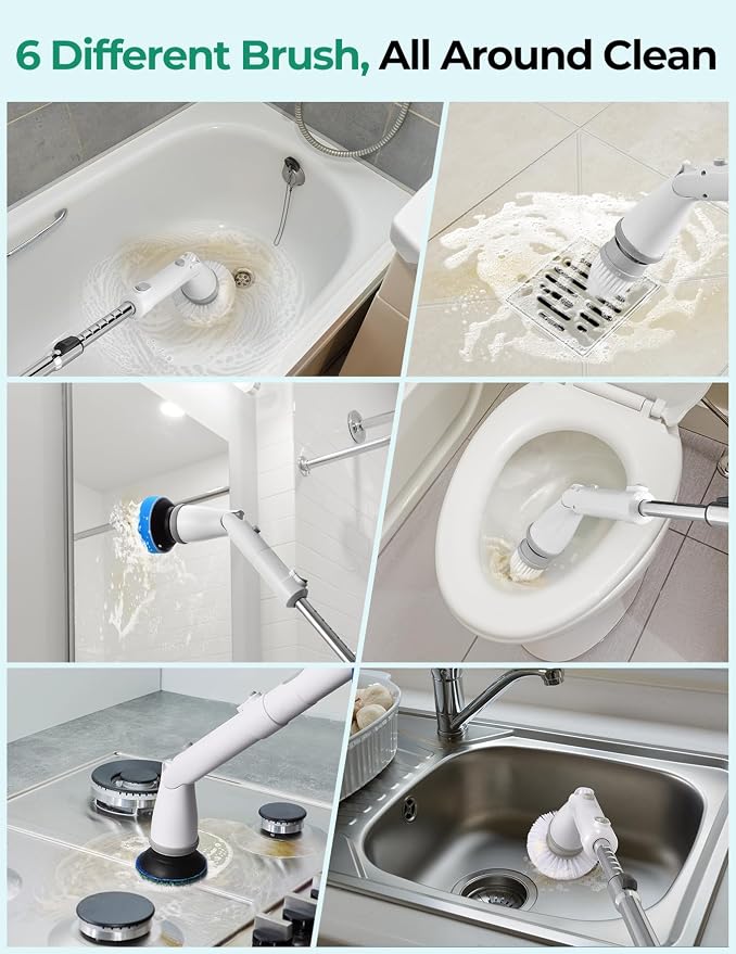 kHelfer Electric Spin Scrubber Kh8, Upgrade Cordless Shower Scrubber 8 - Image 8