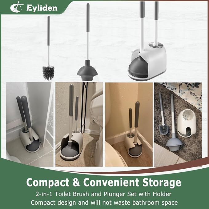 Eyliden Toilet Plunger and Brush, 2 in 1 Toilet Bowl Brush Plunger Set - Image 6
