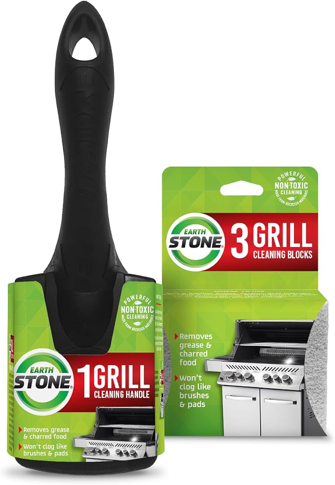EarthStone Grill Cleaning Block Kit, Bristle Free Grill Scraper, 3 Grill by Earthstone