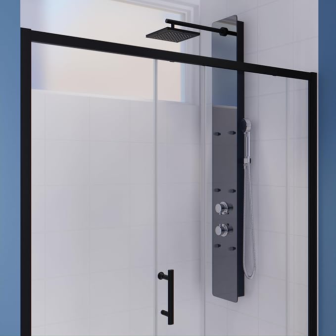 ANZZI 72 x 60 inch Framed Shower Door in Matte Black | Halberd Water Repellent - Image 4