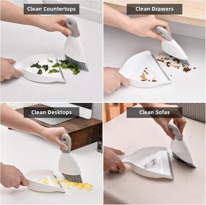 SUBEKYU Mini Hand Broom and Dustpan Set, Small Dustpan and Brush Set, Handheld - Image 6