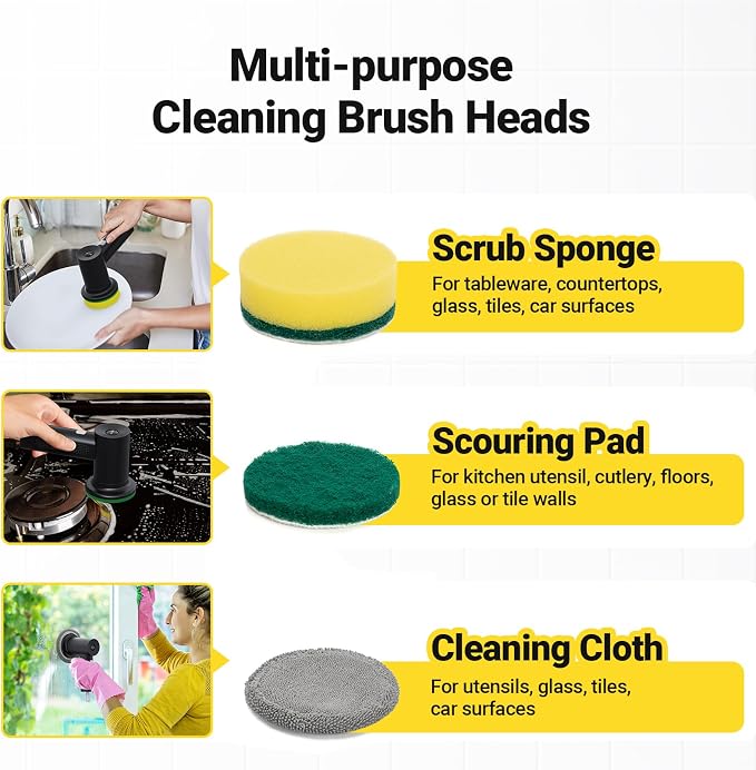 Electric Spin Scrubber, 3000 mAh Cordless Power Scrubber - Image 4