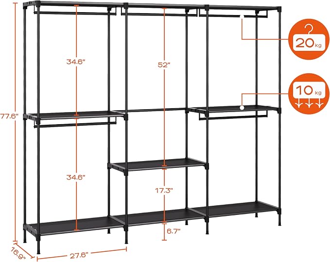 Clothes Rack, Portable Closet, 80.7 Inch Extra Large Capacity Wardrobe Closet - Image 6