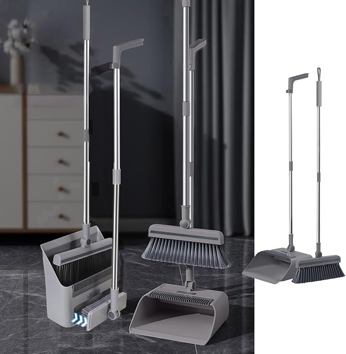 3 in 1 Broom and Dustpan Set Foldable Hand Broom by Lovskoo