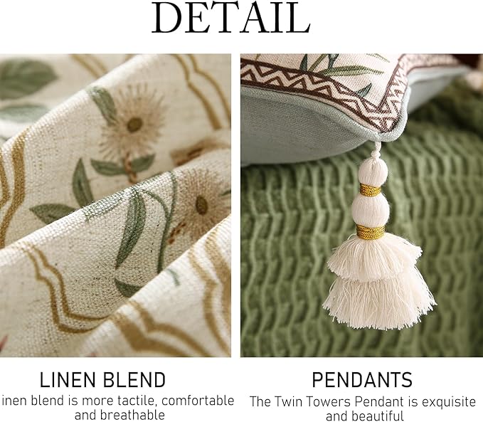 ISAENNE Design Linen Throw Pillow Covers 18"x18" Pack of 2, Square Farmhouse Cushion Covers with Yellow Purple Watercolor Wildflower Pattern Decor Pillowcases for Bed,Living Room,Outdoor,Car