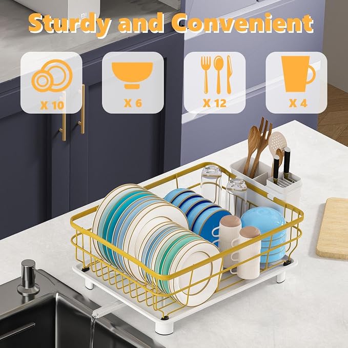 Iron Dish Drying Rack with Drainboard Dish Drainers - Image 4